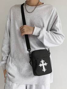 单肩包、斜挎包、小方包、男士时尚简约纯色小斜挎包、日常休闲轻便迷你尼龙防水单肩包、骑行包、基督教礼物、基督教胸包、基督教斜挎包、十字架包、耶稣包、举起十字架、举起耶稣、运动健身包、适合青少年、夏季、休闲、户外、运动、度假、旅行、毕业礼物、生日礼服配饰街头服饰