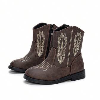 Botas cortas con decoración de lazo, estilo occidental de moda, cómodas y planas para uso casual y en la calle, lindas para niñas