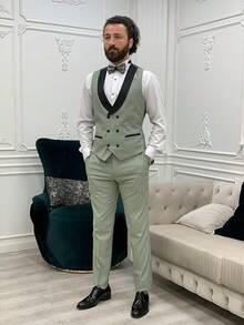 2026 Men's Casual Blazer & Pant Set  Men's Tuxedo Suit 3 Piece Slim Fit Suit For Men Tuxedo For Men Wedding Party Dinner Prom Relaxed Stretch Fit For Smart Casual Events - Màu Đỏ Sâu - Xem 6
