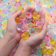 100 piezas de patos mini con luces intermitentes, patos pequeños de resina de colores, patos de resina mini con luz, modelos de animales de plástico ocultos, para decoración de casita de juguete, paisaje micro y acuario, mejor regalo (color aleatorio)