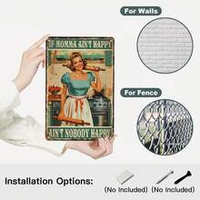 Retro Women Tin Sign If Mama Ain't Happy Ain't Nobody Happy Funny Rustic Wall Decor Wall Art Vintage Print Metal Signs Poster Bar Pub Shop Home Office Indoor 12 * 8in(Pack Of 1) - 女性錫標誌 009 - 查看 8