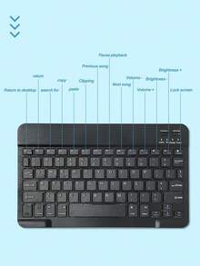 1pc Mini Ultra-Thin Bluetooth Keyboard, Convenient Silent 10-Inch Wireless Keyboard With Rechargeable Battery, Compatible With Android, Windows, Suitable For IPad, Tablet, Phone, Christmas/Halloween Gift