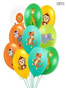 10pcs Mixed Styles 12inch Jungle Wild Animal Latex Balloons Birthday Party Decorations Jungle Party Animal Balloons