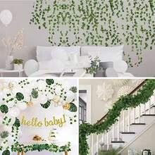 5/10 pièces 90 feuilles de lierre simulées, plante grimpante en plastique durable anti-ultraviolet, imitation pour décoration extérieure de jardin, intérieure, cadre de fenêtre, usage polyvalent au printemps, été, automne, hiver, parfait pour anniversaire, Pâques, fête des mères, mariage, cadeau, décoration de jardin, fleurs naturelles, lierre artificiel, plantes vertes artificielles.