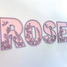 Custom Wildflower Name Sign - Floral Letter - Personalised Name Sign - Custom Name Decor - Girls Room Sign - Wooden Name Sign - Floral Name Sign Wildflower Wall Letters Boho Name Sign Layered 3d Letters Floral Wooden Alphabet Letters Girls Room Sign - Multicolor - View 12
