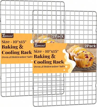 Cooling Racks For Cooking And Baking - 2 PCS 10" X 15" Grid Wire Baking Rack For Oven Cooking, Baking, Grilling, Roasting -Dishwasher  Bacon Rack- Fits Jelly Roll Cookie Sheet Pan