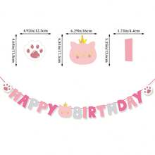 Cute Pink Cat Happy Birthday Letter Banner, Suitable For Cat's Birthday, Cat's Holiday - Pink - View 3