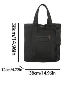 复古时尚男士托特包，大容量日式单肩包，适合工作、上学、度假、通勤，可斜挎或双肩背，返校必备帆布托特包 - 彩色 - 查看 12