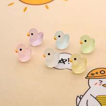100 piezas de patos mini con luces intermitentes, patos pequeños de resina de colores, patos de resina mini con luz, modelos de animales de plástico ocultos, para decoración de casita de juguete, paisaje micro y acuario, mejor regalo (color aleatorio)