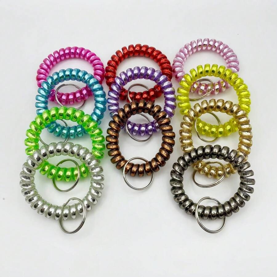 7pcs Small And Convenient Bright Surface Colorful Spring Wrist Coil Keychain, Coil Bracelets Keychain, Coil Keychain, Stretchable Spiral Bracelet Wrist Coil Key Chains(Color Random) Halloween Accessories Teachers Day Christmas Gift Ideas Bag Lanyards With Id Holder Car Accessories Bag Charms Car Friend Sister - Multicolor - View 1