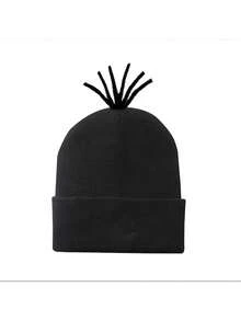 1 Stück gelbe gestrickte Mütze für Männer und Frauen, Halloween Weihnachts Kostüm, bestickte Beanie Kappe für Cosplay Rollenspiel, weich und stilvoller gelber Hut, perfekt für Partys und festliche Feiern im Herbst