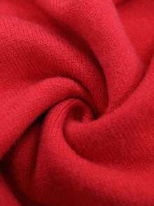 Plus Size Letter Embroidery Contrast Trim Casual Sweater