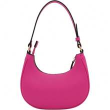 FashionPuzzle Small Crescent Shoulder Bag Underarm Purse - 紫紅色/紫紅色 - 查看 5