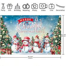 1 Stück Weihnachts-Hintergrundfahne, 210 x 150 cm / 150 x 100 cm / 100 x 75 cm Weihnachtsbaum Schneemann Fröhliche Weihnachten Hintergrund, geeignet für Weihnachtsparty, Fotohintergrund, Wandschild, Gartenschild, Weihnachts-Neujahrs-Weihnachtsfeier Dekoration