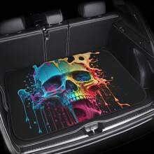 1pc Fashionable Personalized Trunk Mat, Colorful Car/Butterfly, Skull Pattern - Suitable For SUV, Truck, Sedan - Durable Polyester Material, Keeps Dry And Clean, Adds Personalized To Vehicle, Trunk Protector Mat