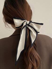 2 件女士复古法式纯色黑白头饰，优雅高端百搭时尚头饰，简约风格适合日常外出、发型设计、休闲、工作、派对、化妆搭配女士围巾秋季发带蝴蝶结发饰女士头巾豹纹吸汗带秋季发带冬季度假装女士 - 黑與白 - 查看 3