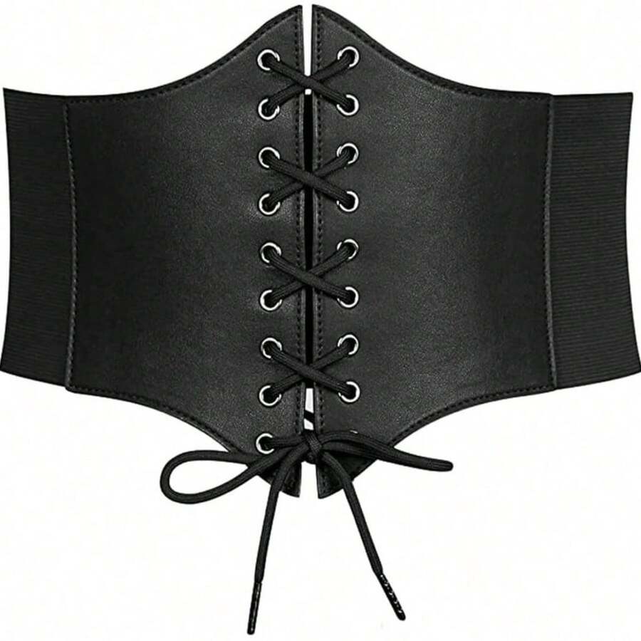 Cinta Modeladora Corset Espartilhio Corpet Sexy Underbust Cintura 60-80 cm Tamanho Unico - Preto - Visão 1