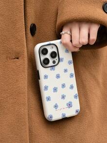 Blue Flower All-Inclusive Anti-Fall Personalized Apple Two-In-One Fashion Mobile Phone Case Suitable For IPhone16pro, 15, 14, 13, 12, 11Promax - White - View 3