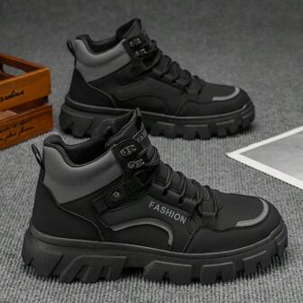 Men's Fashion Boots, Thick Sole Anti-Slip Boots, Suitable For Teenagers, Versatile Motorcycle Boots, Casual Shoes