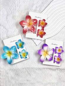 مشبك شعر 1 قطعة مزين بزهرة الفرانجيباني متعددة الألوان، مناسب للرحلات البحرية، الإطلالات اليومية، هدايا إكسسوارات الشعر، مشابك شعر أنيقة، أغراض المدرسة والجامعة، إكسسوارات الخريف والشتاء للإطلالات في العطلات للمرأة