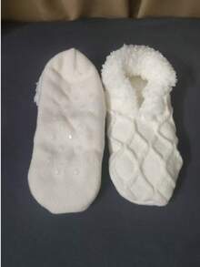 Damen Dicke Fleece-gefütterte Bodensocken, warm & rutschfest für Zuhause ohne Schuhe, Winter