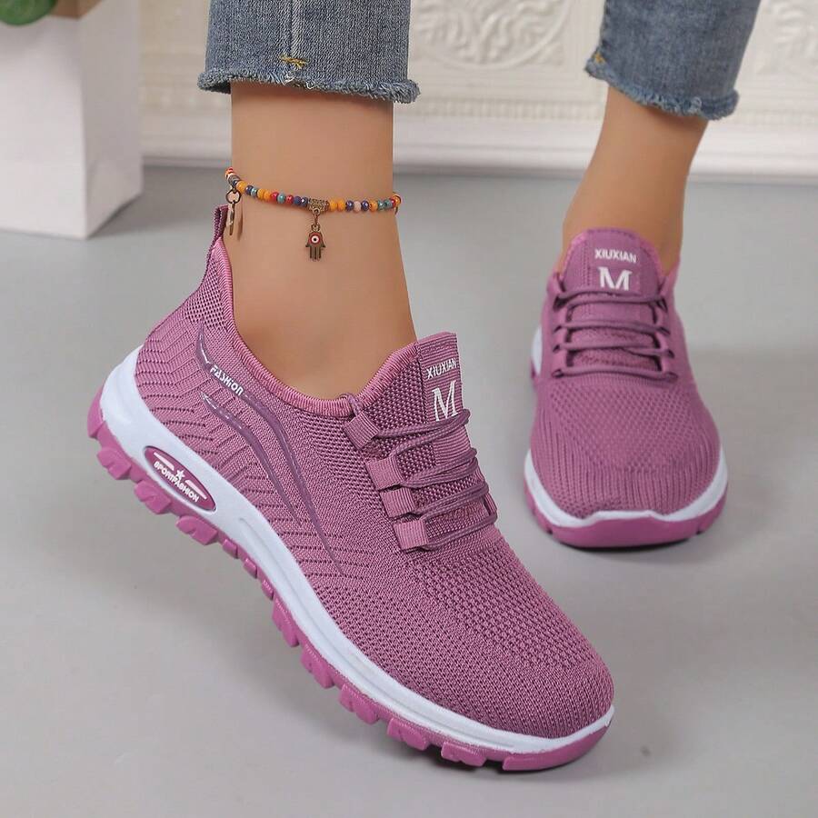 Women's Lightweight Casual Running Sneakers, Versatile Purple Student Shoes, Spring/Autumn - Purple - View 1