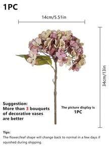 1/3/6/80支装仿真绣球花束，假花植物，房间装饰，秋季装饰，花园秋季装饰，餐桌摆件，生日派对装饰，婚礼花篮，新娘捧花，家居装饰，餐厅，卧室，窗台装饰，花瓶装饰，情人节礼物，新年装饰，户外花园，返校季 - 中紫紅色 - 查看 2