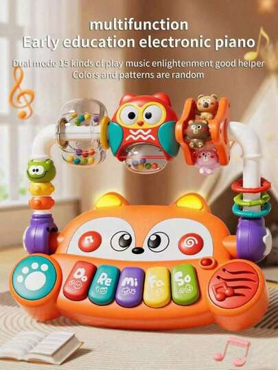 1 件多功能狐狸形电子键盘玩具，适合作为礼物（颜色和表情图案随机搭配）