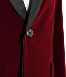 2026 Men's Casual Blazer & Pant Set  Men's 2 Piece Velvet Suit Peak Lapel One Button Slim Fit Tuxedo Blazer Party Dinner Jacket & Pants Relaxed Stretch Fit For Smart Casual Events - 紅色披肩翻領 - 查看 5