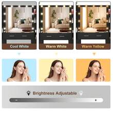 NEW Large Makeup Vanity Desk Mirror & 3 Color Modes Adjustable Brightness Table- Perfect For Organizing Makeup, Skincare, Elegant Vanity|Decorative Vanity, Vanity Furniture, Compact For Small Space, Bedroom Decor Gift, Suitable For Christmas And Halloween Decorations - Black - View 10