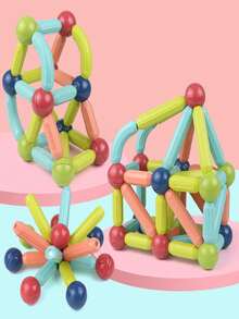 64 Peças Brinquedo de Blocos de Construção Magnéticos de Tamanho Grande para Crianças, Brinquedo de Vareta Magnética DIY, Conjunto de Brinquedos de Construção Designer, Brinquedos Educacionais Montessori para Crianças Meninos e Meninas, Brinquedos de Blocos de Construção Magnéticos