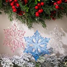 亚克力雪花挂饰 3 种款式水晶透明塑料圣诞树吊坠适用于圣诞节冬季雪景主题 DIY 装饰、新年派对、节日装饰、家居装饰