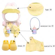 4 قطع طقم ملابس دمية بطول 17 سم = 1 قبعة + 1 بنطلون بيب + 1 إكسسوار + 1 زوج من الأحذية، صندوق أعمى مطلي بالماكرون ملابس دمية مناسبة للدمى من الجيل الأول والثاني والثالث، لعبة حفلة المراهقين، هدية عيد ميلاد (الدمية غير مشمولة)