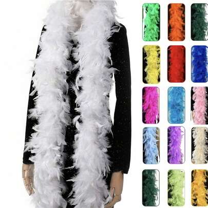 1 weicher und flauschiger Federn-Schal mit Spitzenbesatz und dekorativem Band, perfekt für Halloween