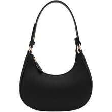 FashionPuzzle Small Crescent Shoulder Bag Underarm Purse - 黑/黑 - 查看 1
