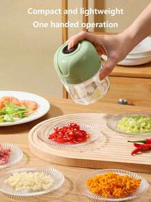 迷你电动蒜蓉/洋葱切碎器，多功能蔬菜切片器，USB充电，可拆卸设计，易于清洁，蒜蓉研磨器/捣碎器/厨房搅拌器，调味料工具，厨房小工具，适用于家庭、户外、野餐烹饪