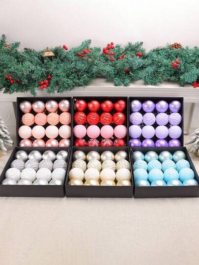 16pcs/1set, 9.44inch Christmas Painted Ornament Ball Gift Box Set, Suitable For DIY Crafts, Birthday Party Decoration, Christmas Tree Decoration, Home Decor Holiday Gift Charms Christmas Decorations Room Decor Winter Christmas Decorations Home Christmas Gifts Christmas Decor
