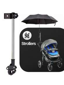 Adjustable Umbrella Holder – Tool-Free Mounting Clamp For Wheelchairs, Walkers, Rollators, Bikes, Prams And Strollers - Black and White - View 2