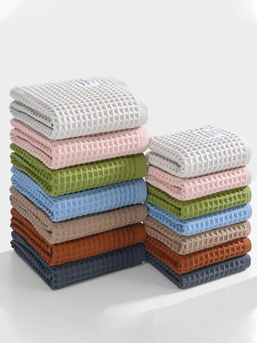 1 pieza/2 piezas Toalla de baño de tejido de gofre moderno y minimalista, suave, de secado rápido y absorbente, adecuada para piscina al aire libre, yoga, gimnasio, baño de casa, toalla de baño de 70*140cm o toalla de mano de 34*75cm, toallas de ducha para salón de belleza, hotel, deportes, artículos esenciales para el hogar - Multicolor - Ver 1