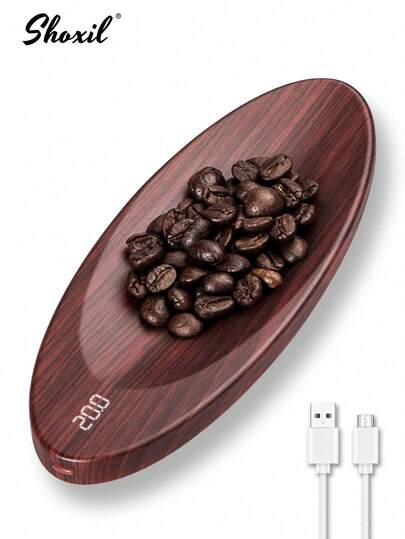 shoxil 1pc Rechargeable Mini Coffee Scale, Also Suitable For Tea Leaves & Jewelry, 200g/0.1g High Precision Manual Brew Coffee Scale With Tare Function, Portable Electronic Kitchen Scale