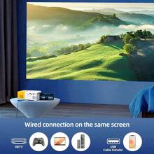 HUASHIJIE 2025 New Ultra-Clear Projector Home Bedroom Ultra-High-Definition Projection Wall High-Definition Small Home Theater Computer Smart Phone High-Definition Connection Fitness Office Outdoor Camping Room Online Class Living Room Dormitory Student Mini 4K Projector - EU C Type Plug(220-240V) - View 4