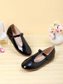 1 Pair Girls' Simple Flat Casual Shoes, Suitable For Autumn/Winter - Black - View 4