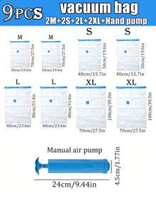 Large Vacuum Storage Bags, Vacuum Seal Bags For Clothing With Hand Pump, 80% Space Saver Bags For Clothes, Pillows, Comforters And Blankets, Home Travel Essentials