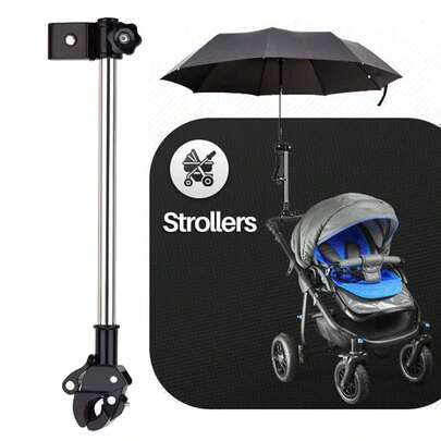 可调节雨伞架 – 免工具安装夹，适用于轮椅、助行器、助行车、自行车、婴儿车和婴儿推车