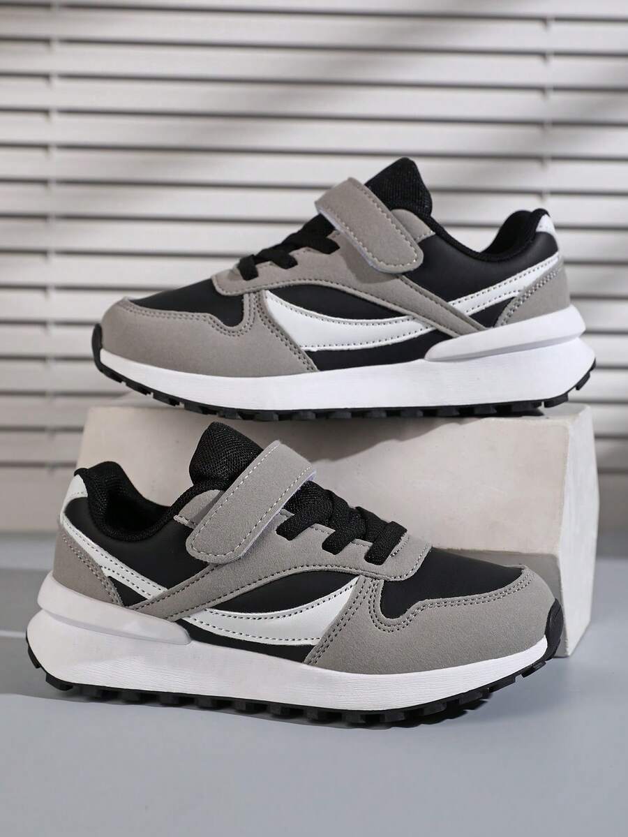 1 Pair Leather Upper Kids Versatile Student Boys Sports Running Shoes, Suitable For Daily Wear, Sports, Casual Outings - Multicolor - View 1