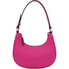 FashionPuzzle Small Crescent Shoulder Bag Underarm Purse - 紫紅色/紫紅色 - 查看 1