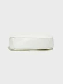 Nuevo bolso de moda clásico y versátil con diseño gráfico de letras, unicolor, material impermeable de PU, bolso de hombro, bolso de axila, adecuado para compras, decorado con colgante de ce - Blanco 5 - Ver 5