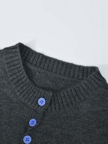 撞色复古设计针织开衫女装，新款秋季修身单排扣时尚毛衣