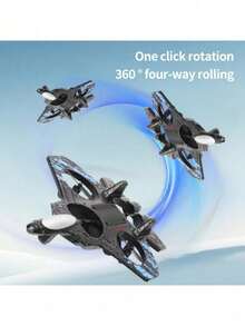 Avión RC 2.4GHz Acrobático con Luces LED, 4 Canales 6 Ejes de Giro, Control Remoto de Largo Alcance, Modelo de Espuma EPP para Interior/Exterior, Regalo para Adultos y Principiantes - Azul - Ver 5