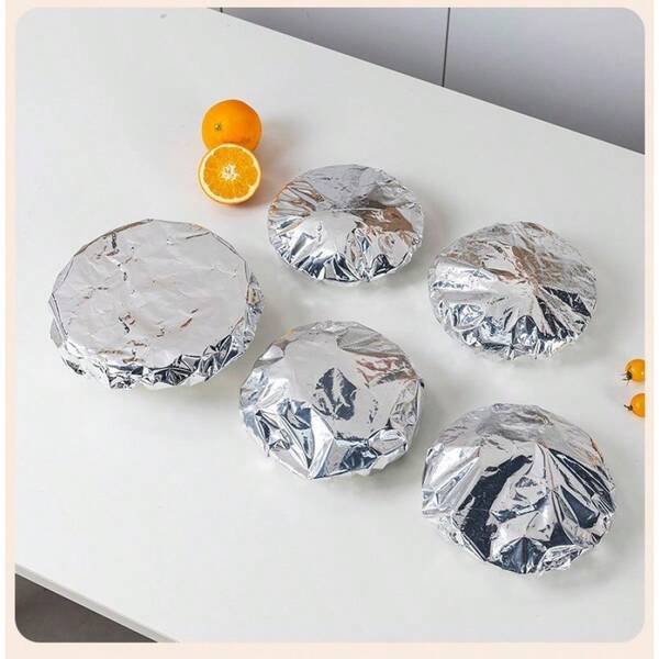10pcs/30pcs/50pcs/100pcs Thermal Insulation Food Cover, Aluminum Foil Thermal Insulation Lid, Microwave